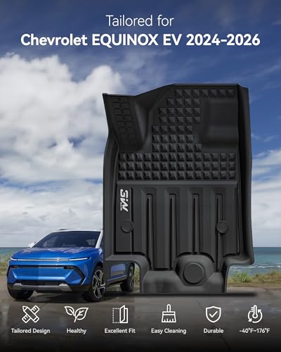 3W Floor Mats & Seat Back Mats & Cargo Liner for Chevrolet Chevy Equinox EV (Not Fit Gasoline) 2024-2025 2026, All Weather TPE Custom Fit Full Set Car Floor Mats, Black - size: Chevy Equinox EV 2024-2025 Full Set
