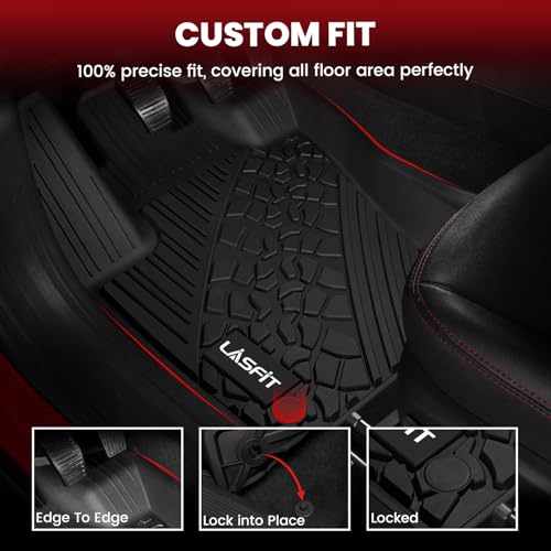 LASFIT Floor Mats for Jeep Renegade 2015-2023 All Weather TPE Custom Fit Car Mats Floor Liners 1st & 2nd Row, Black - style: Renegade 2015-2023 Floor Mats