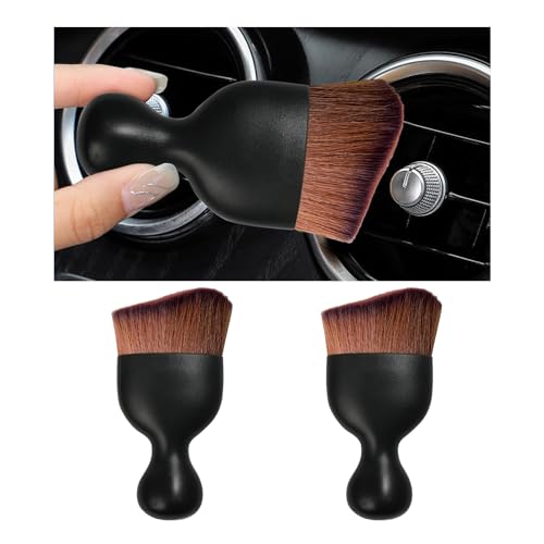 Dickno 2PCS Car Interior Dust Brush, Soft Scratch Free Auto Detailing Brushes, Universal Vehicle Interior Cleaning Tool for Automotive Dashboard, Air Vents, Leather (Dark Brown) - color: Dark Brown, size: 2 PCS