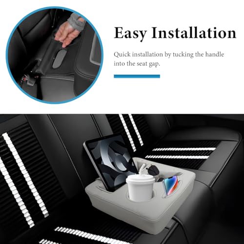 Car Back Seat Organizer, Leather Automotive Rear Seat Couch Cup Holder Expander Tray, Vehicle Cup Holder Tray Holds Snacks Remotes Phones for Truck RV Boat Couch Pillow Bed (Gray) - color: Gray