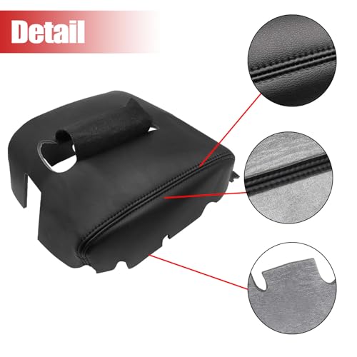 Priprilod Leather with Black Stitch Center Console Leather Lid Armrest Cover Replacement Black（#H3B or 4AA or H0U） Compatible with Chevy Silverado GMC Sierra 2014 2015 2016 2017 2018 - color: Black with Black Stitch