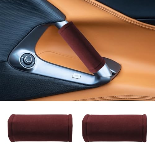2PCS Car Grab Handle Cover, Soft Car Inside Door Handle Protector, Anti-Scratch Automotive Door Pull Handle Covers, Vehicle Interior Grip Gloves Decoration Accessories for Most Cars (Red) - color: Red