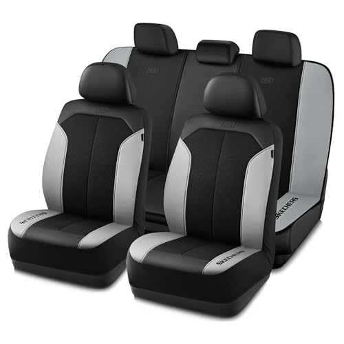 Skechers Car Seat Covers,GOGA Mat Oxford Cloth Seat Covers,Waterproof Car Seat Covers Full Sets,Automotive Universal Fit Seat Cover for Most Cars, Suvs, Trucks,Gray - color: Black & Grey, size: Full Sets