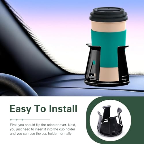 2PCS Car Cup Holder Insert, Upgraded Adaptive Clamping Arm Auto Cup Holder Expander, Adjustable Anti-Shake Car Drink Holder Insert, Anti-Slip Self-Adhesive Bottle Locking Expander Accessory