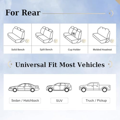 Coverado Car Seat Covers, Rear Car Seat Cover, Blue Leather Seat Cover, 3-Pieces Car Seat Cushion, Luxury Seat Cover Seat Protector Universal Fit Most Cars - color: Blue
