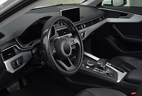 KAFEEK Carbon Fiber Steering Wheel Cover, Universal 15 inch, Anti-Slip, Odorless,Black - color: Black-2, size: Standard Size[14.5"-15"]