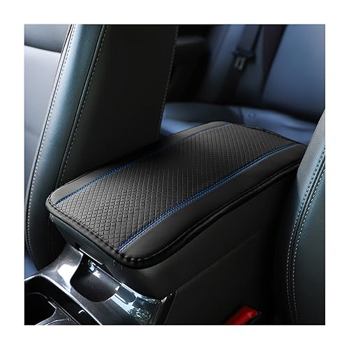 Osilly Armrest Pad for Car, PU Leather Auto Center Console Cushion Mat, Four Seasons Automotive Armrest Seat Box Cover, Universal Vehicle Interior Accessories for SUV, Truck, Van (Black/Blue) - color: Black/Blue