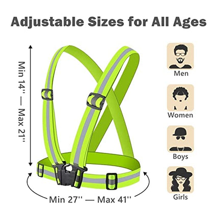 Reflective Vest, High Visibility Safety Vest Straps Reflective Gear for Night Running Walking Cycling for Men Women Kids - color: Green+blue