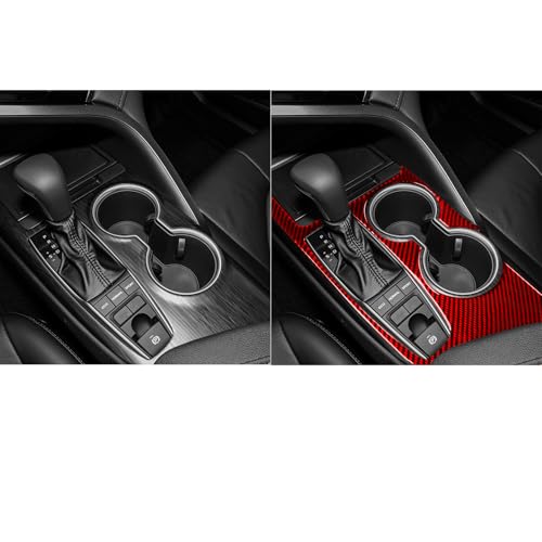 Durable Real Carbon Fiber Compatible with Toyota Camry 2018-2024 Accessories Car Gear Shift Control Anti-Scratch Panel Cover Interior Trim Sticker Decal Red - color: Gear Shift Panel