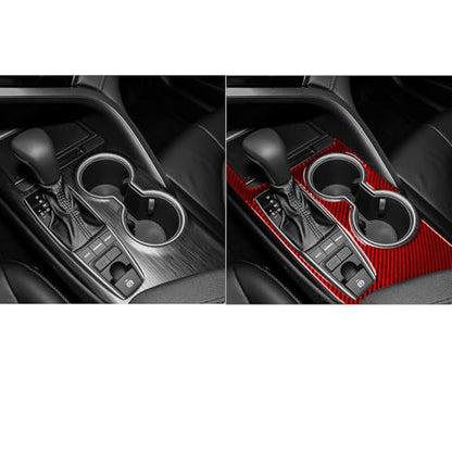 Durable Real Carbon Fiber Compatible with Toyota Camry 2018-2024 Accessories Car Gear Shift Control Anti-Scratch Panel Cover Interior Trim Sticker Decal Red - color: Gear Shift Panel
