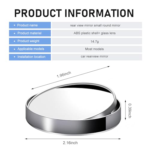 2 PCS Car Blind Spot Mirrors, 360-degree Adjustable Convex Glass with Anti-impact Frame, HD Wide Angle Convex Rearview Auxiliary, Universal Waterproof Self-adhesive Exterior for Car (Black)