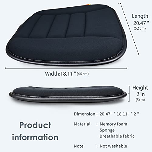 Thick Seat Cushion Memory Foam Car Seat Cushion Pad for Car Driver Seat Office Chair, Thickened Black - color: Thickened Black