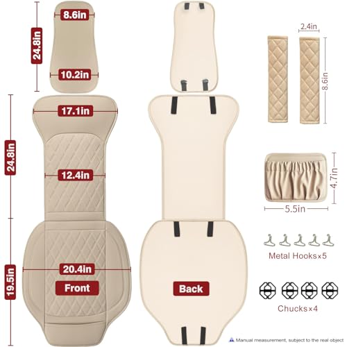 Front Car Seat Covers - Leather Seat Covers with Storage Pocket and Two Belt Pads, Anti-Slip Waterproof Universal Seat Covers for Cars Fit Cars Trucks SUV(Beige,2 Pack) - color: Beige Yellow