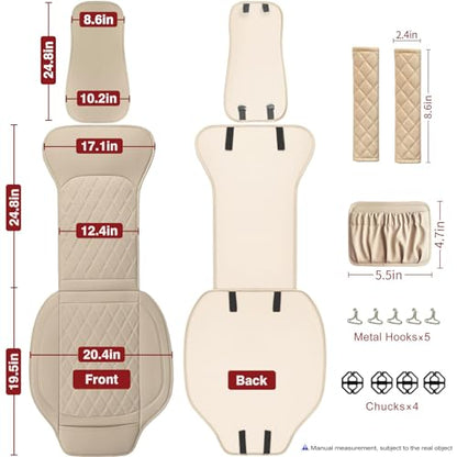 Front Car Seat Covers - Leather Seat Covers with Storage Pocket and Two Belt Pads, Anti-Slip Waterproof Universal Seat Covers for Cars Fit Cars Trucks SUV(Beige,2 Pack) - color: Beige Yellow