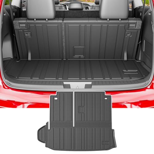 powoq Cargo Mat Compatible with 2014-2019 Toyota Highlander Trunk Mat Cargo Liner Back Seat Protector TPE Replacement for 2014-2019 Toyota Highlander Accessories (Trunk Mat with Backrest Mats) - size: Compatible With Toyota Highlander | 2014-2019