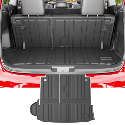 powoq Cargo Mat Compatible with 2014-2019 Toyota Highlander Trunk Mat Cargo Liner Back Seat Protector TPE Replacement for 2014-2019 Toyota Highlander Accessories (Trunk Mat with Backrest Mats) - size: Compatible With Toyota Highlander | 2014-2019