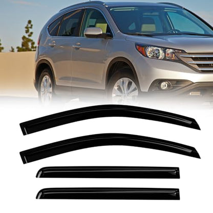 Window Rain Guards Compatible 2012-2016 Honda CR-V 4PC Window Visors Vent Shade Deflector Tape On 12-16 CRV - size: 12-16 Honda CR-V
