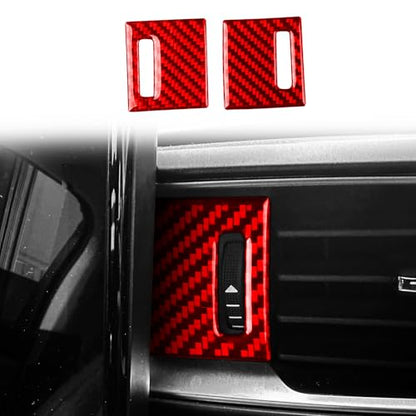 Real Red Carbon Fiber Car Driver Side AC Vent Rotary Control Switch Soft Sticker Auto Interior Trim Compatible with Ford Explorer(U625)XLT/Limited/ST/Platinum/Platinum Hybrid 2020 2021 2022 2023 - color: Driver Side Ac Vent Control Panel