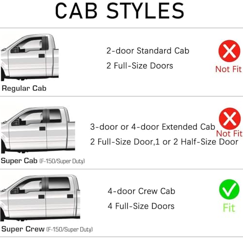 in-Channel Window Visors Rain Guards Side Wind Deflectors for Ford F150 2015-2020 SuperCrew/Crew Cab, Ford F250-F550 2017-2025 Super Duty SuperCrew/Crew Cab, Vent Guard Shade Sun 194975 4-Pieces Set - size: 2015-2020 F150 Crew cab In-Channel