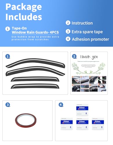 Tape-on Rain Guards Fit for Toyota Tacoma 2005-2015 Double Cab Extra-Thick Window Rain Guard Window Deflectors Window Vent Visors Truck Vent Shades Exterior Car Accessories-4PCS - size: Fit for 2005-2015 Toyota Tacoma Double Cab