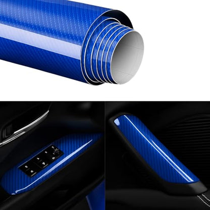 RockRose 7D Super Glossy 7D Blue Carbon Fiber Vinyl Wrap, Anti-Wrinkle, Air Release Automotive Bubble Wrap, Self Adhesive Car Vinyl Sticker DIY Decals 1FT x 5FT - color: 7D Blue, size: 1FT x 5FT
