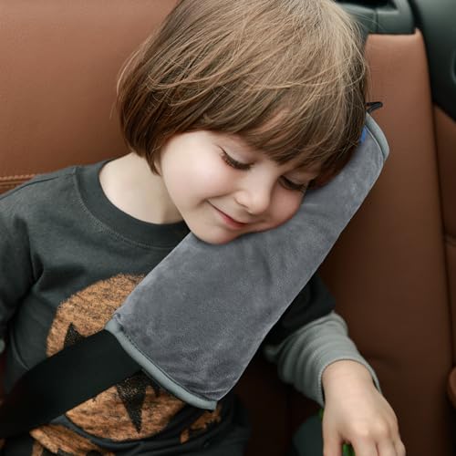 COOLBEBE Seat Belt Pillow for Kids, Extra Soft Toddler Travel Pillow for Car Seat, Universal Carseat Strap Cushion Pads for Childs Baby People Adults, Grey - color: Grey, size: Large (Pack of 1)