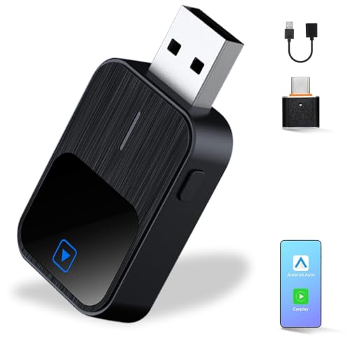 Sehawei 2-in-1 Wireless CarPlay/Android Car Adapter 2025 Upgrade Wired CarPlay to Wireless Mini USB & Reset Button Design for Cars Built-in CarPlay/Android Car