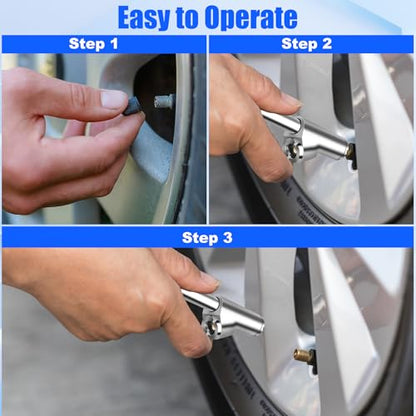 2-Pack Dual Head Tire Pressure Gauge – Heavy Duty 10-150 PSI Air Pressure Gauge with Stainless Steel Body, Metal Nozzle & Durable Plated Brass – for Cars, Trucks, Bikes, RVs & Vehicles - color: Silver, size: 2P