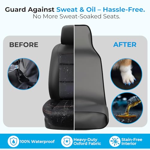 Waterproof Front Seat Covers Grey - Washable Front Car Seat Protectors with Anti Slip Bottom - Durable Auto Seat Cushions Universal Fit for Vehicles Cars SUV Trucks - color: Front Seat Grey