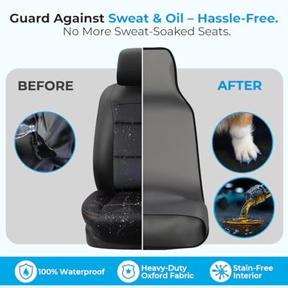 Waterproof Front Seat Covers Grey - Washable Front Car Seat Protectors with Anti Slip Bottom - Durable Auto Seat Cushions Universal Fit for Vehicles Cars SUV Trucks - color: Front Seat Grey