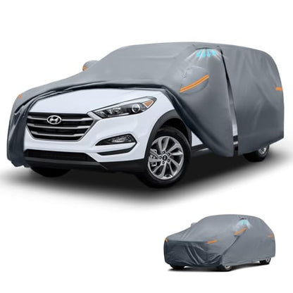 Waterproof Hyundai Tucson(ix35)(2004-2026) Car Cover with Breathable Vents, [2026 Upgrade] Premium Covers with Cotton Liner and Zipper Door, Sun Rain Snow Dust Uv Protection.(Gift with Towel) - color: SUV Car Cover, size: Custom Fit Tucson(ix35)+Towel+Bag