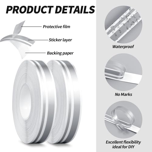 2 Rolls of Car Pinstripe Tapes, Silver Pinstripe Body Sticker, Vinyl Thin Car Stripe Pinstripe Tape, for Motorcycle, Car, Racing DIY Body Sticker Tape (Silver) - color: Silver