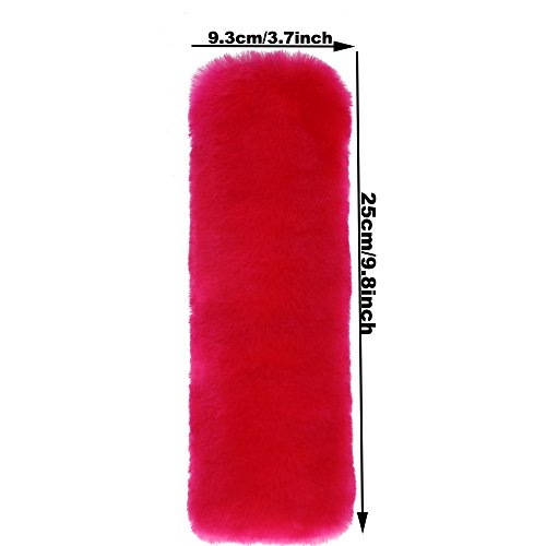 U&M 2 Pack Genuine Sheepskin Auto Seat Belt Cover for Adult Youth Kid Toddlers -Soft Warm Car, Truck, SUV, Camera Backpack Strap Shoulder Pad Wool Fluffy - color: orange red