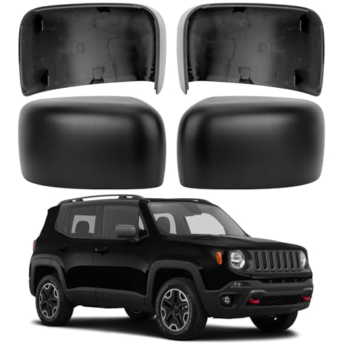 Driver & Passenger Side Mirror Cover Replacement for Jeep Renegade 2015 2016 2017 2018 2019 - Left & Right Side Mirror Covers, Rear View Mirror Cap Accessories Textured, Without Lamp - color: Textured-Without Lamp, size: Driver and Passenger Side (Left an