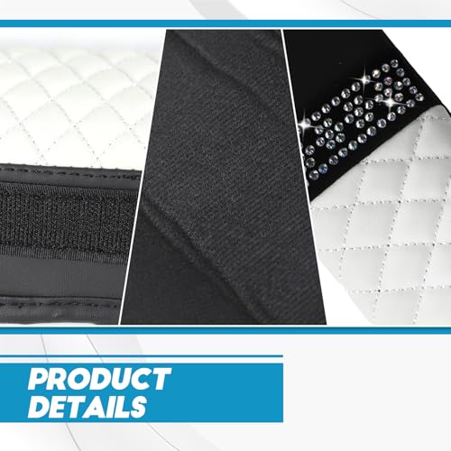 wuyaoyao 2PCS Bling Car Seat Belt Cover Pad, Breathable Leather Seatbelt Covers for Cars, Soft Comfortable Seatbelt Shoulder Strap Covers, Rhinestone Auto Seat Belt Protector Cushion (White) - color: White