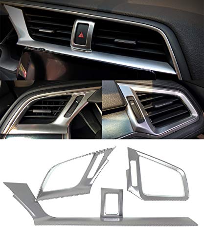 3Pcs Silver Car Console Dashboard Air Condition Outlet Vent Trim Cover Frame For Honda 10th Gen Civic 2016 2017 2018 2019 2020 - color: Silver