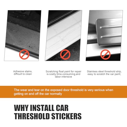4 PCS Car Door Sill Protector, Anti-Scratch PVC Sill Protection Sticker, Anti-Impact Scuff-Resistant Auto Threshold Cover Strips, Universal for Most Cars, SUV, Truck (Black)