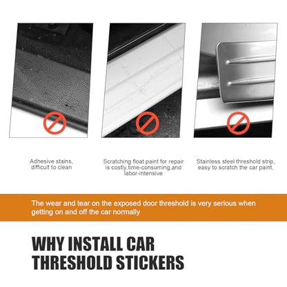 4 PCS Car Door Sill Protector, Anti-Scratch PVC Sill Protection Sticker, Anti-Impact Scuff-Resistant Auto Threshold Cover Strips, Universal for Most Cars, SUV, Truck (Black)