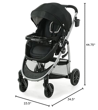 Graco® Modes Pramette Stroller, 3-in-1 Baby Stroller, 3 Modes from Infant Car Seat Carrier, Infant Pramette, to Toddler Stroller, Reversible Seat, One Hand Fold, Extra Storage, Child Tray, Pierce - color: Pierce, style: No Style Name