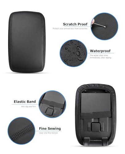INTGET Car Center Console Armrest Cover for Subaru Crosstrek Accessories 2012 2013 2014 2015 2016 2017 Impreza 2012-2016 Leather Arm Rest Box Lid Middle Console Cover (Black Stitches, 2012-2017) - color: Black Stitches