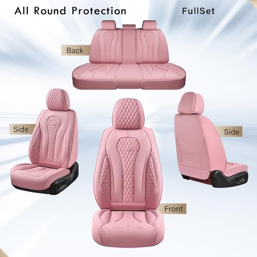 Coverado Car Seat Covers Full Set, Pink Seat Covers, Waterproof Car Seat Cover, Car Seat Cushion, Car Seat Covers Front Seats Back Seat Covers, Car Seat Protector Universal Fit Most Cars - color: Pink, size: FullSet
