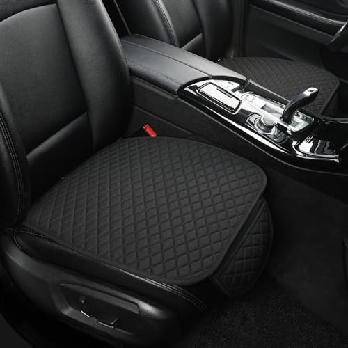 West Llama Linen Car Seat Covers,Bottom Seat Covers for Cars Include 2 Piece Front Driver Seat Pad Mat Universal Fits 90% Vehicles,SUVs,Cars,Sedans(2Piece-Black) - color: B-Black, size: 2 Front Bottom Seat Covers