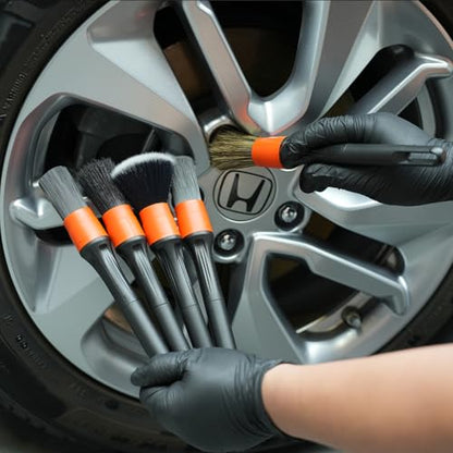 Car Drill Brush, Drill Brush Attachment SPTA 5Pcs Detachable Car Care Detailing Brush Set Soft No Scratch Boar Hair Detail Brush Car Care Detail Brush for Air Vent Automotive Interior Exterior -DF075 - color: Car Detail Brush Set 7