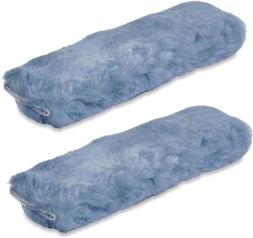Andalus Genuine Sheepskin Car Seat Belt Cover Pad – Soft Fuzzy, Comfy Fluffy Seatbelt Covers, Shoulder Pad Neck Cushion Protector, Car Accessories for Woman, Man, Girl (Blue Gray, 2-Pack) - color: Blue Gray