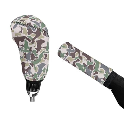 Handbrake and Gear Shift Knob Cover 2 Piece Automobile Hand Brake Cover Car Interior Accessories - color: Brown Duck Camo