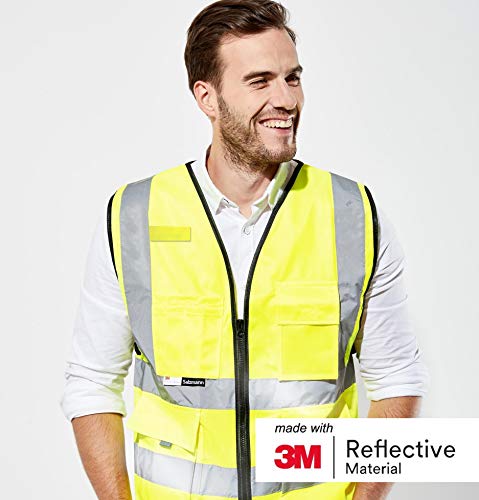 Salzmann High Visibility Safety Vest | Multi Pocket Reflective Vest | 5 Colors & 5 Sizes | Made with 3M Reflective Material - color: Yellow, size: Large-X-Large