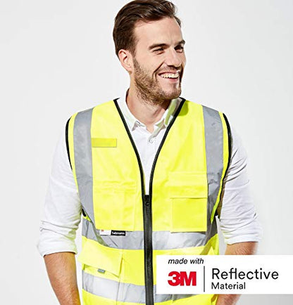 Salzmann High Visibility Safety Vest | Multi Pocket Reflective Vest | 5 Colors & 5 Sizes | Made with 3M Reflective Material - color: Yellow, size: 4X-Large-5X-Large