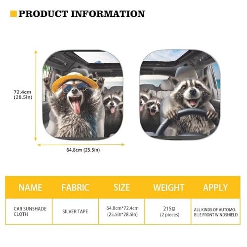 AFPANQZ 3D RaccoonUV Protection Foldable Windshield Washable Sun Shades Universal Fit for Car Auto Sedan Truck SUVs Travel Outdoor Packing 28.5"x25.5" - color: 3D Raccoon