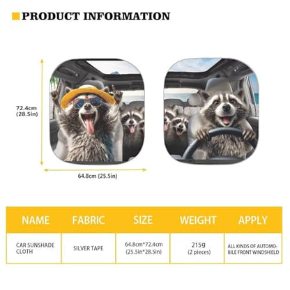 AFPANQZ 3D RaccoonUV Protection Foldable Windshield Washable Sun Shades Universal Fit for Car Auto Sedan Truck SUVs Travel Outdoor Packing 28.5"x25.5" - color: 3D Raccoon