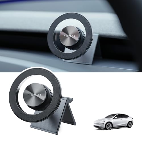 TEMAI MagSafe Phone Mount Dedicated for Tesla Model Y 2025 (Juniper) ONLY - No Damage Silicone - Fits iPhone 17 16 15 Pro Max - [Specifically for Center Vent Position] - color: Slideable Vent Mount, size: Model Y Juniper(2025)